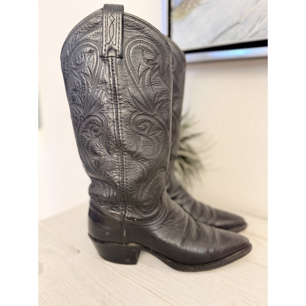 VTG Dan Post Milwaukee Leather‎ Cowboy Boots Women Size 5.5 Pointed Toe Pull On